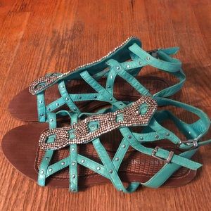Gianni Bini Shoes - Gianni Bini turquoise embellished gladiator sandal Gianni Bini Shoes - Gianni Bini turquoise embellished gladiator sandal